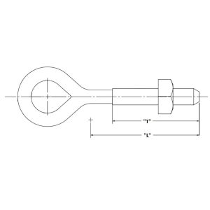 Oval Eyebolts 3/4 Inch Diameter, Minimum Tensile Strength 20,050 Lbs. Dim Drawing Image