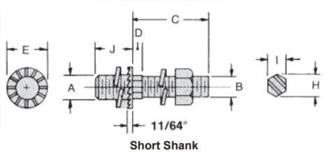 Short Shank - For Steel Arms And Line Post Brackets Dim Drawing Image