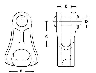 Ductile Iron, Thimble Clevis Dim Drawing Image