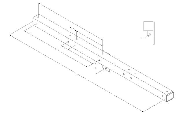 5 x 5 Tubular Steel Dead End Crossarm Dim Drawing Image